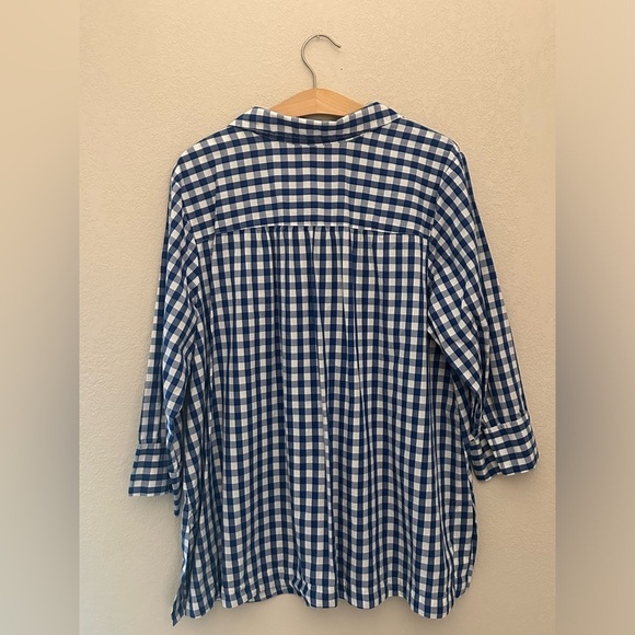 Joan Rivers Relaxed Fit Blue Gingham Button Down Shirt - Picture 2 of 5